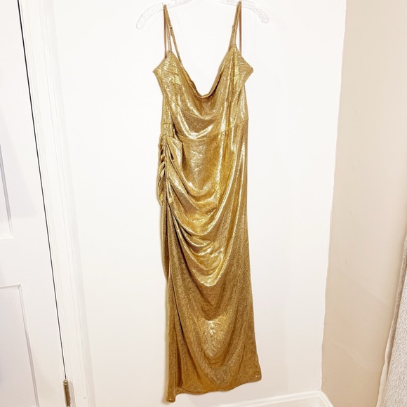 JLUXLABEL Dresses & Skirts - JLUXLABEL Bodycon Metallic Gold Maxi Dress, Fully Lined